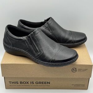 Clarks Cora Giny Black Leather Comfort Shoes 7.5